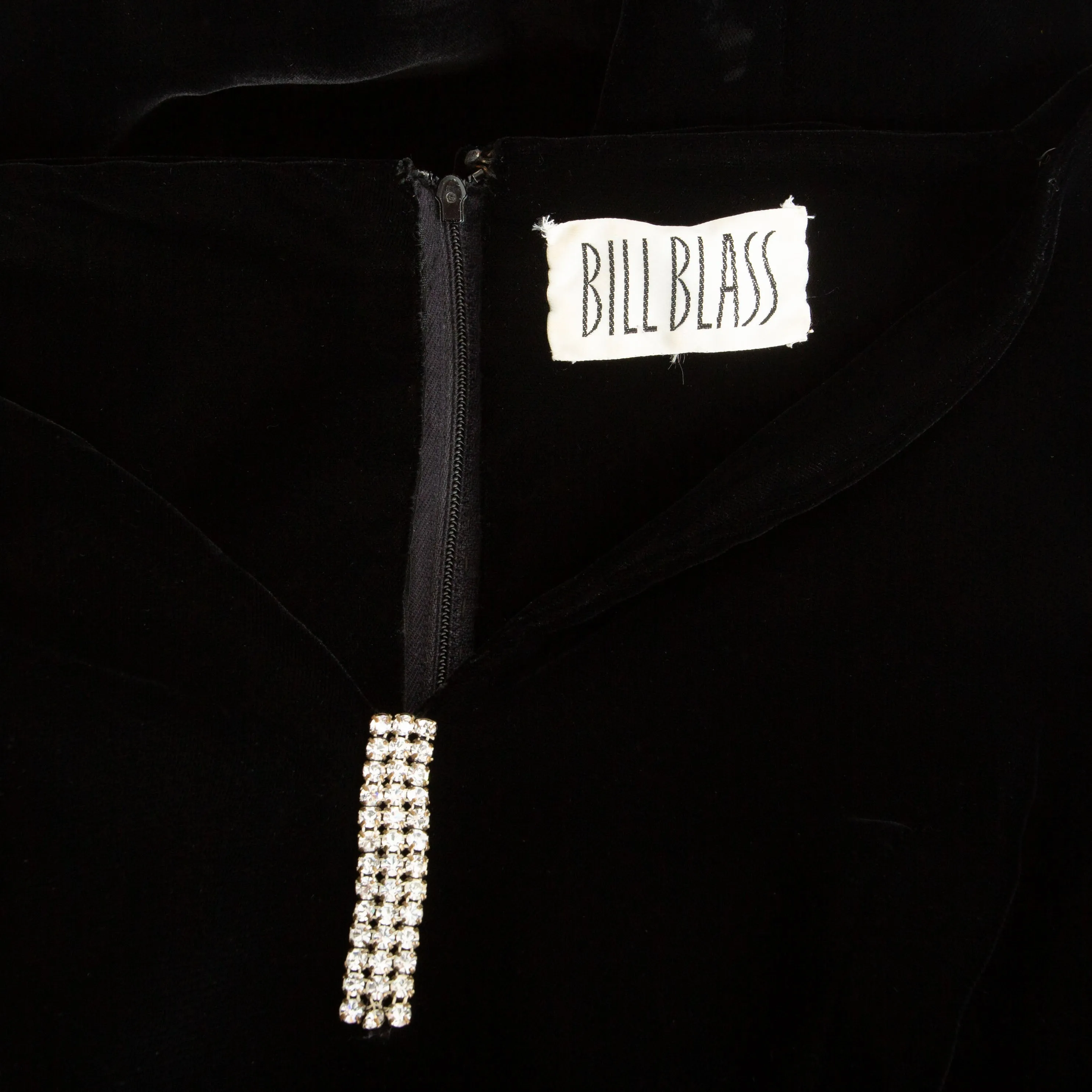 1980s Black Velvet Rhinestone Cocktail Dress