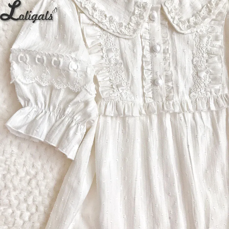 2021 New Lolita Top Peter Pan Collar Short Sleeve Blouse