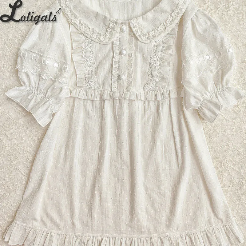 2021 New Lolita Top Peter Pan Collar Short Sleeve Blouse