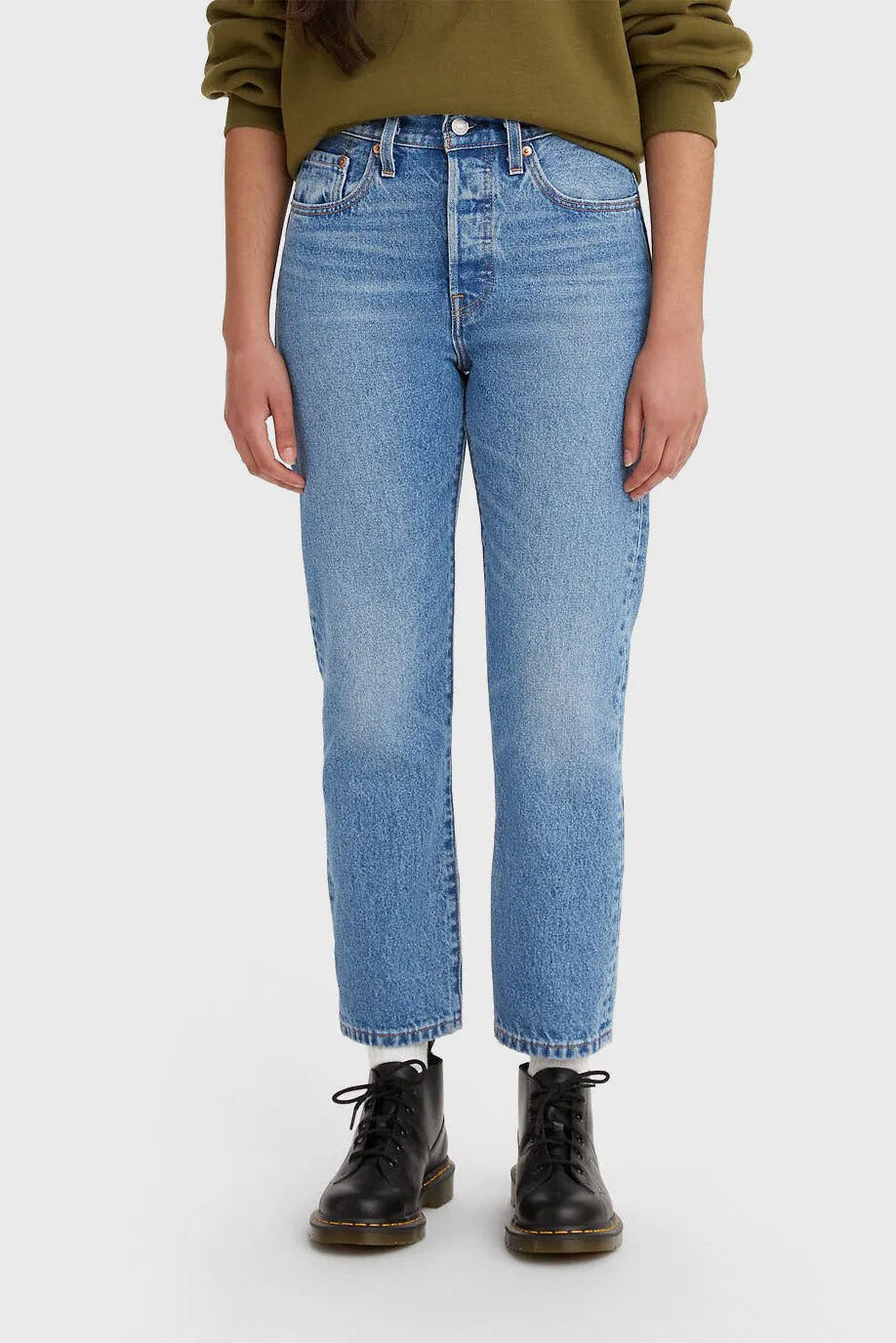 501 Original Cropped Jeans - Medium Indigo Worn In