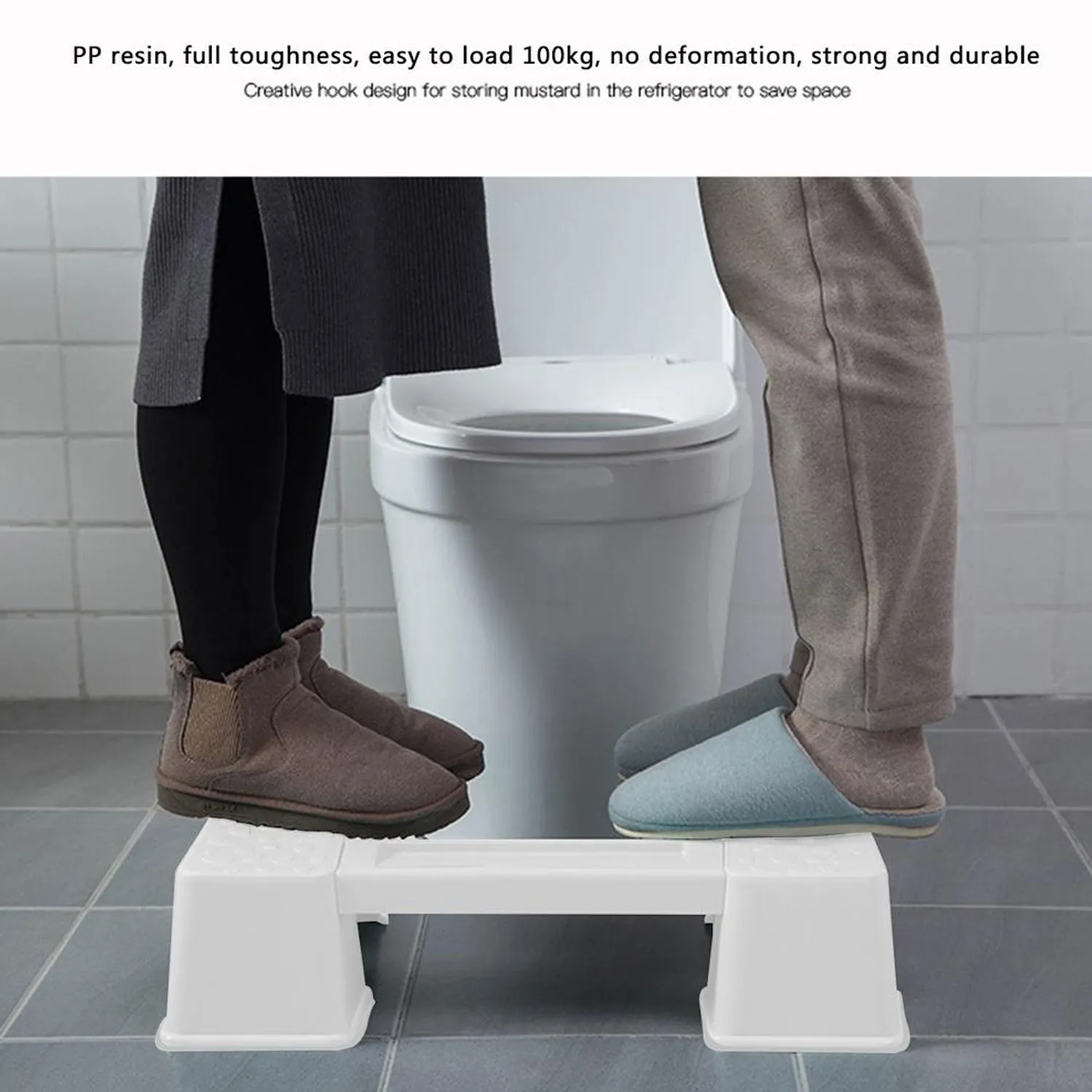 7680 Toilet Stool, Durable Foldable Stable Innovative Step Stool Plastic Anti Slip for Bathroom for Home