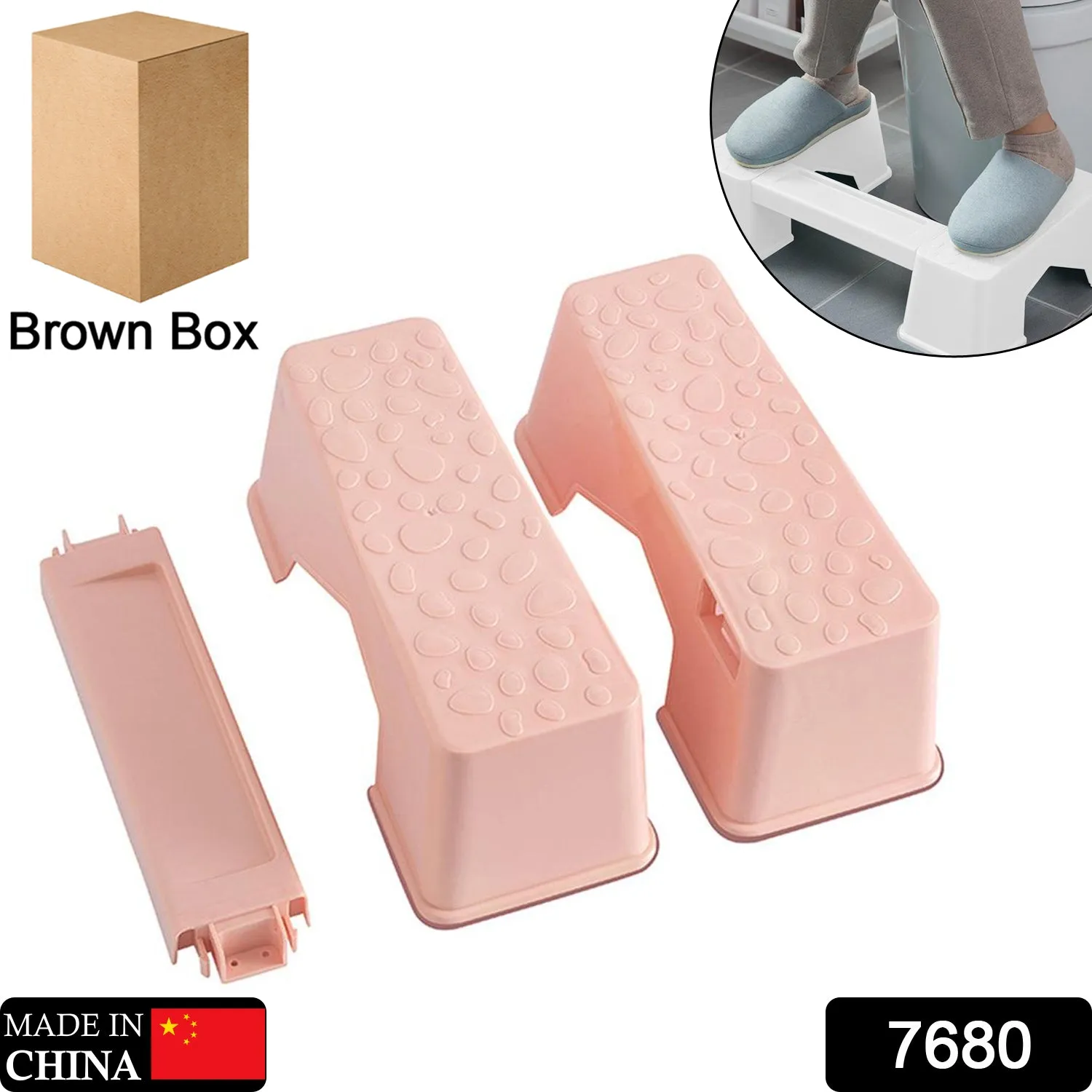 7680 Toilet Stool, Durable Foldable Stable Innovative Step Stool Plastic Anti Slip for Bathroom for Home