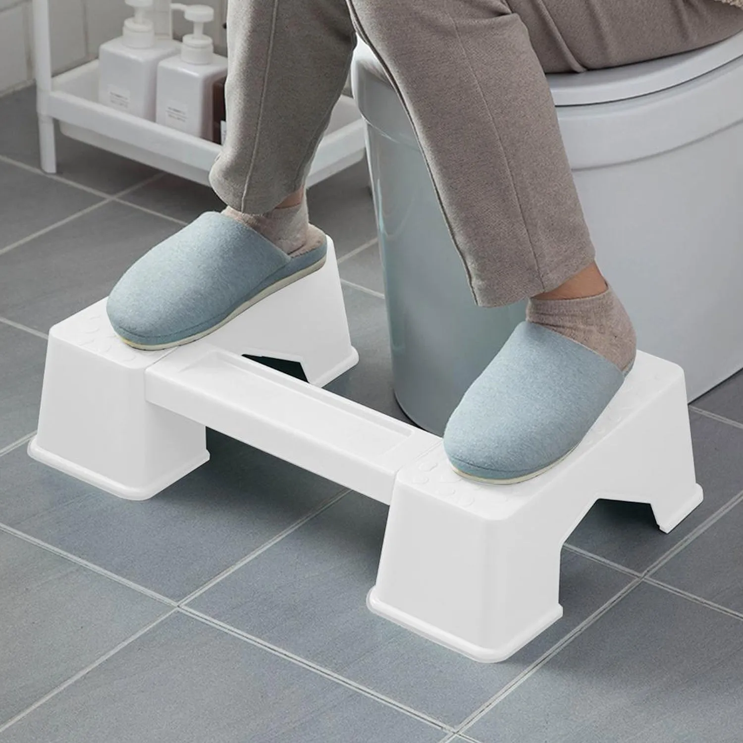 7680 Toilet Stool, Durable Foldable Stable Innovative Step Stool Plastic Anti Slip for Bathroom for Home