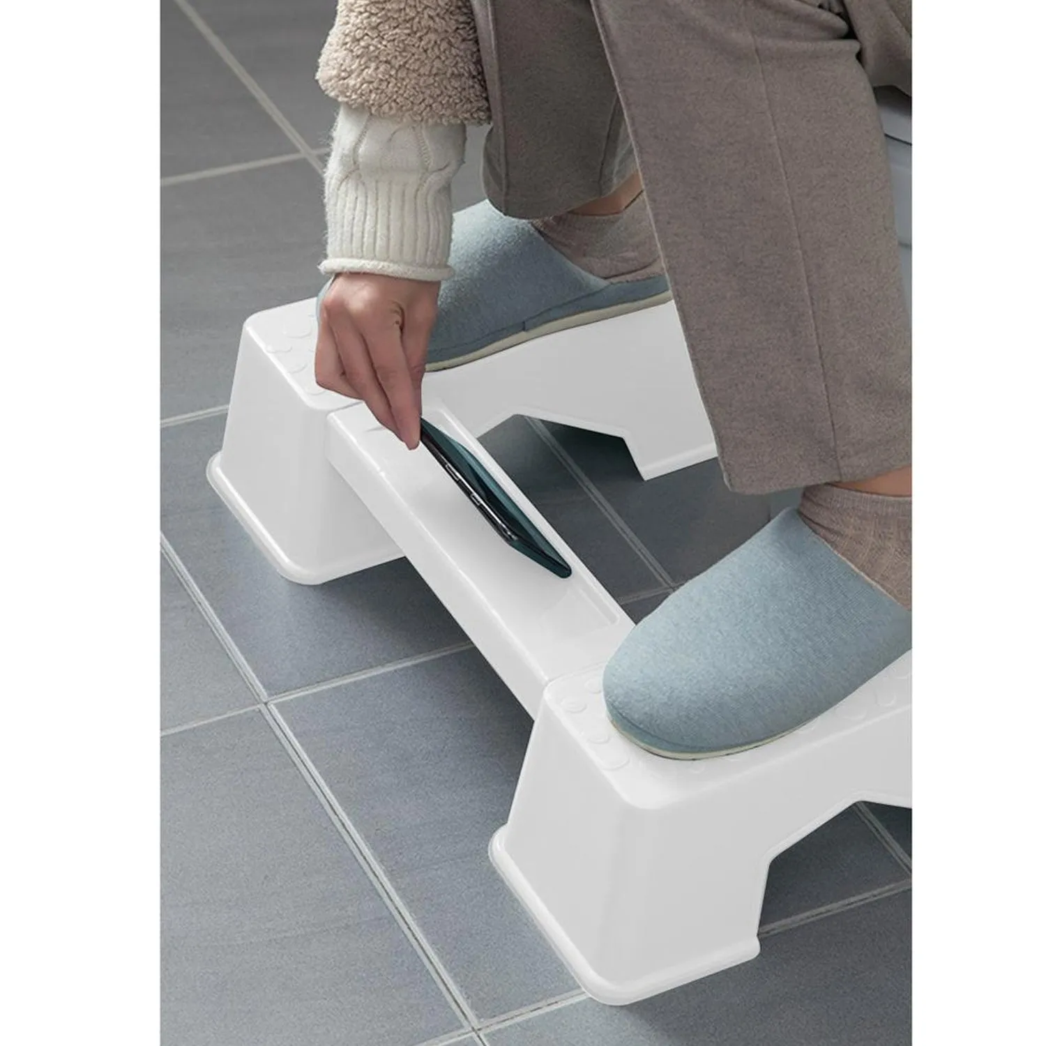 7680 Toilet Stool, Durable Foldable Stable Innovative Step Stool Plastic Anti Slip for Bathroom for Home