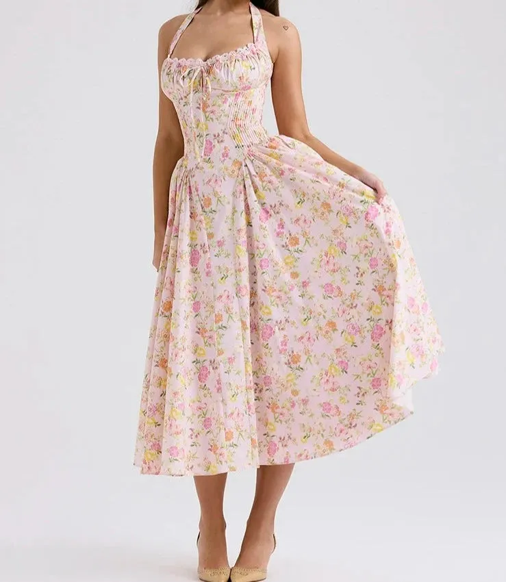 A&A Vintage Floral Print Midi Sundress