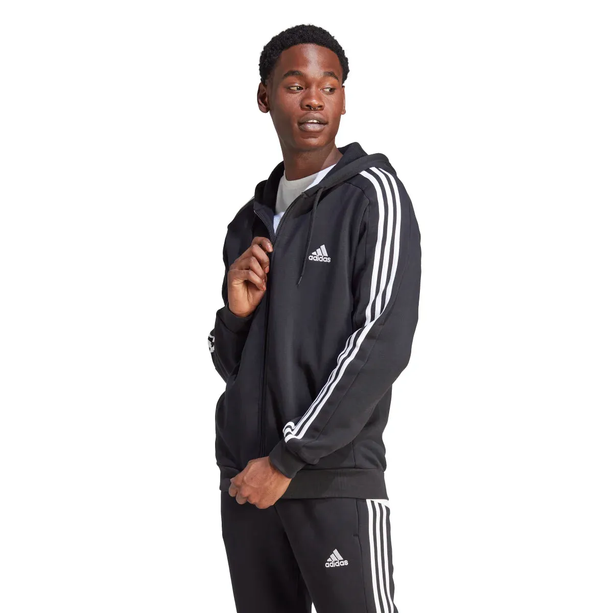 adidas Men's 3-Stripes Fleece Full-Zip Hoodie (Tall)