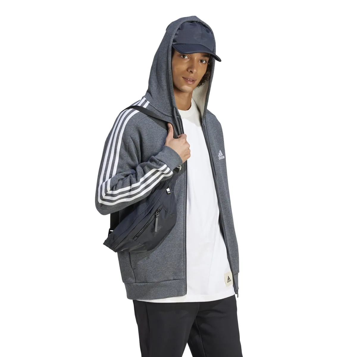 adidas Men's 3-Stripes Fleece Full-Zip Hoodie (Tall)