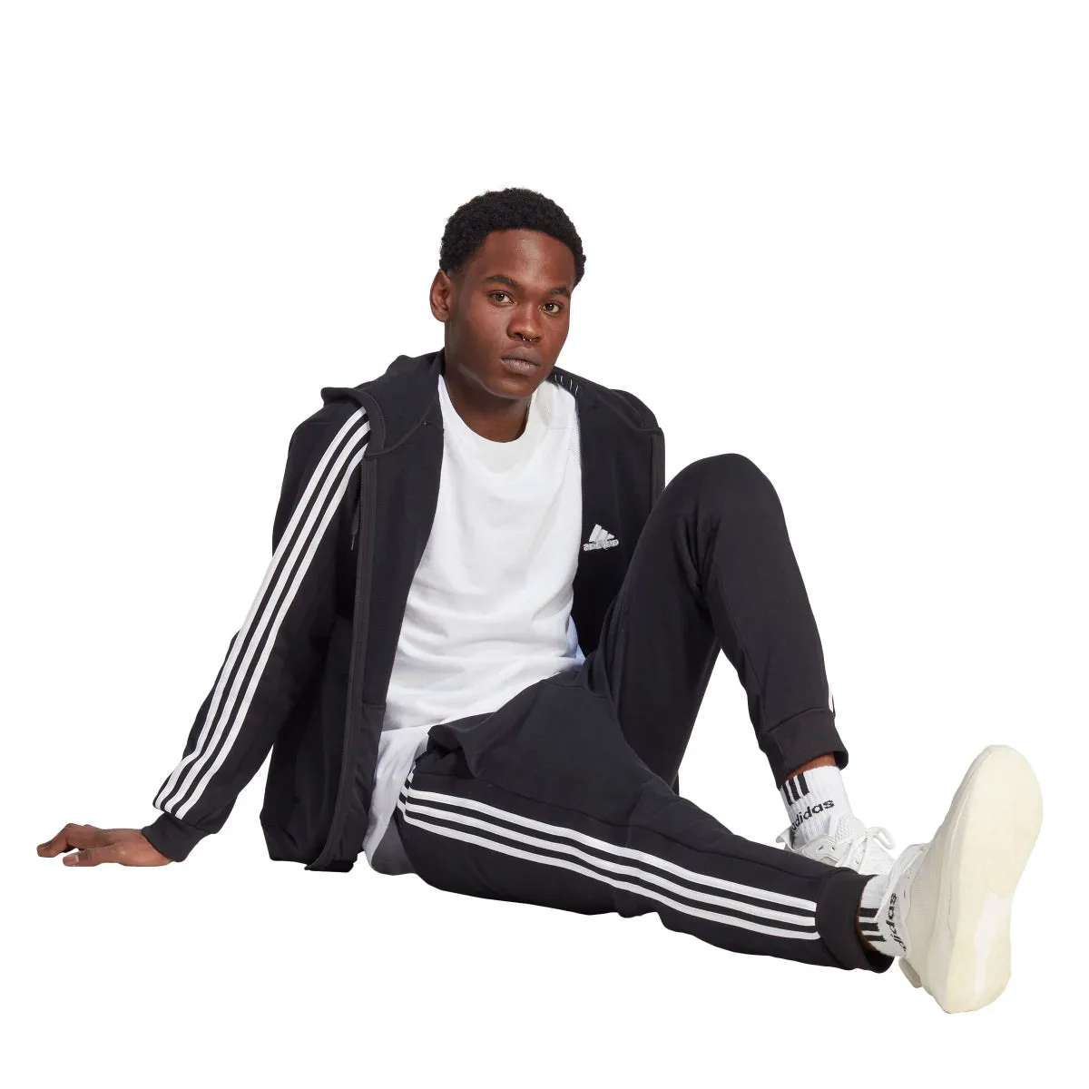 adidas Men's 3-Stripes Fleece Full-Zip Hoodie (Tall)