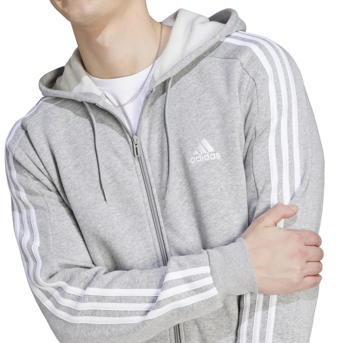 adidas Men's 3-Stripes Fleece Full-Zip Hoodie (Tall)