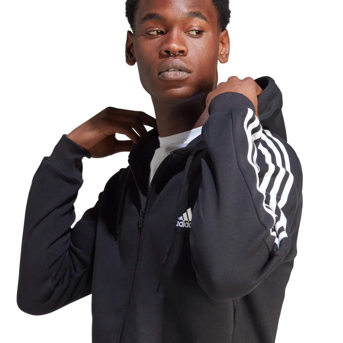 adidas Men's 3-Stripes Fleece Full-Zip Hoodie (Tall)