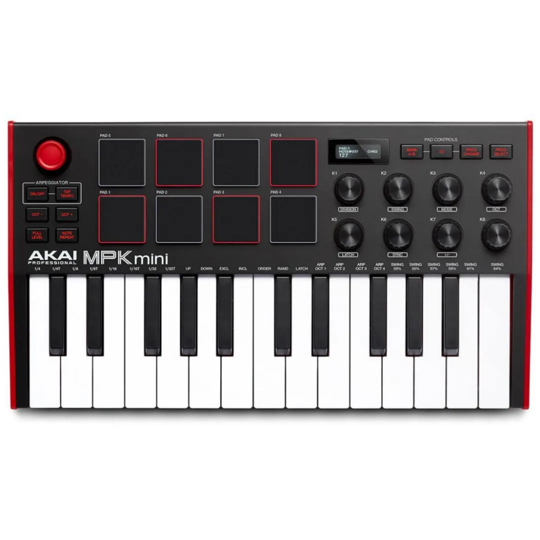 AKAI Professional MPK Mini MK3 25-Keys USB MIDI Keyboard Controller (8 Backlit Drum Pads and 8 Rotary Knobs) - Brand New