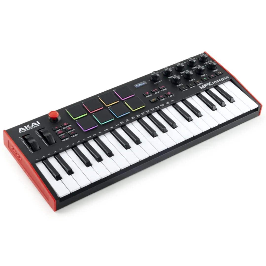 AKAI Professional MPK Mini Plus 37-Keys USB MIDI Keyboard Controller with 8 MPC Drum Pads and 8 Rotary Knobs - Brand New