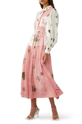 Alemais Cleo Shirtdress Pink Print Size AU 10, 12