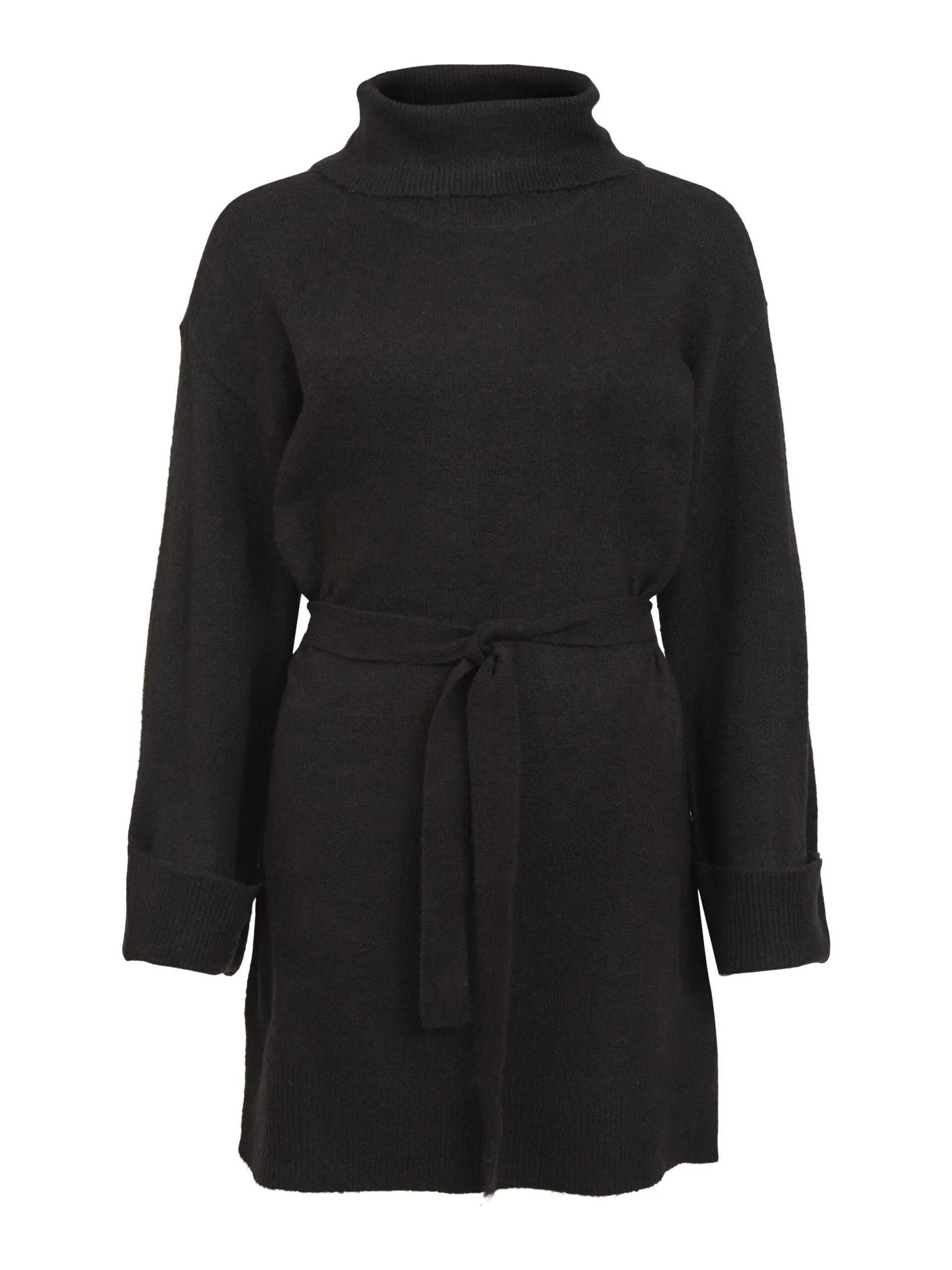 Alva Tie Belt Knit Dress (Black)