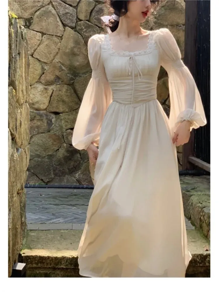 Amozae-New Spring Summer Women Elegant Casual Midi Party Dresses Vintage A-Line Solid Chic Prom Wedding Vestidos Female Clothes Robe