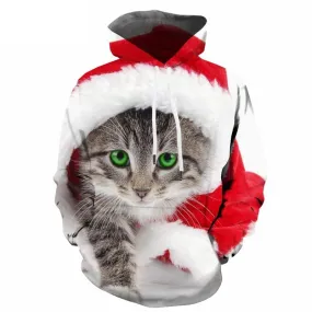 Animal Hoodie Men Cat Hoodie Print Christmas Hoody Anime Party 3d Printed Unisex