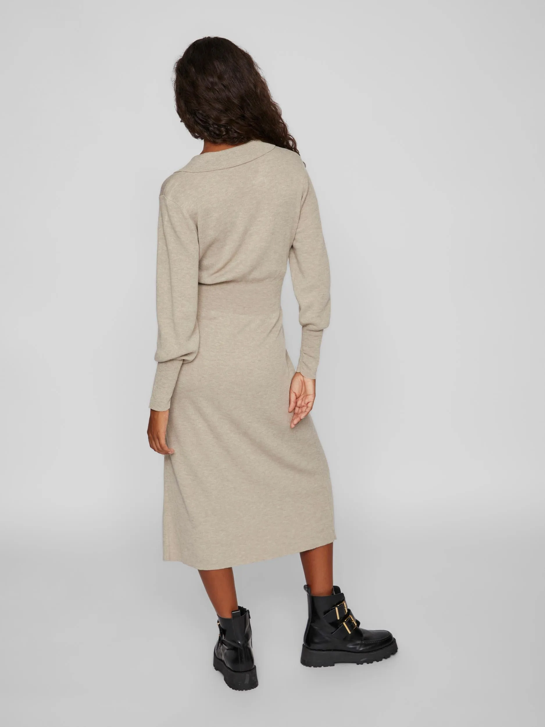 ARLA COLLAR KNIT DRESS (NATURAL MELANGE)