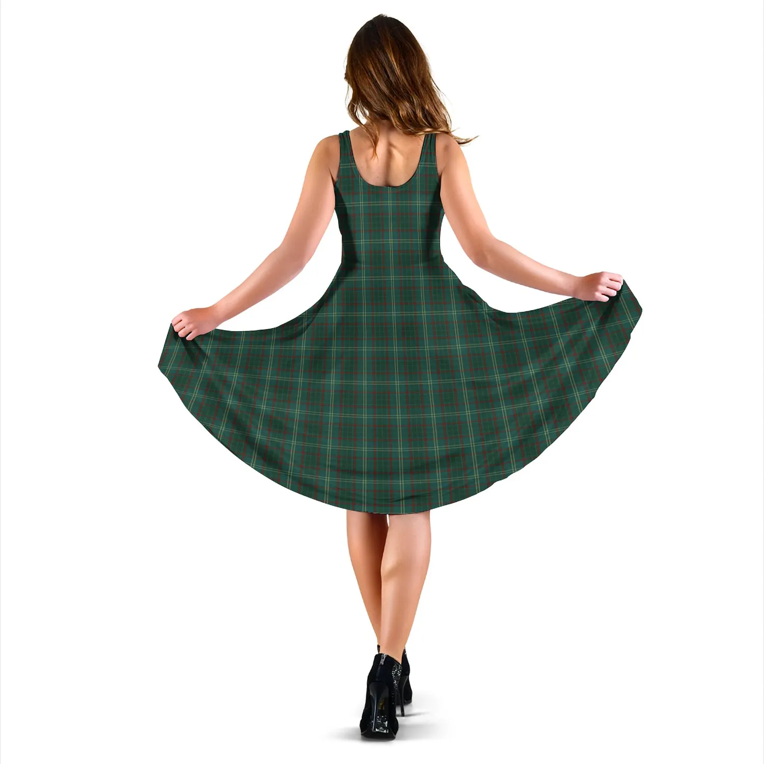 Armagh County Ireland Tartan Sleeveless Midi Womens Dress