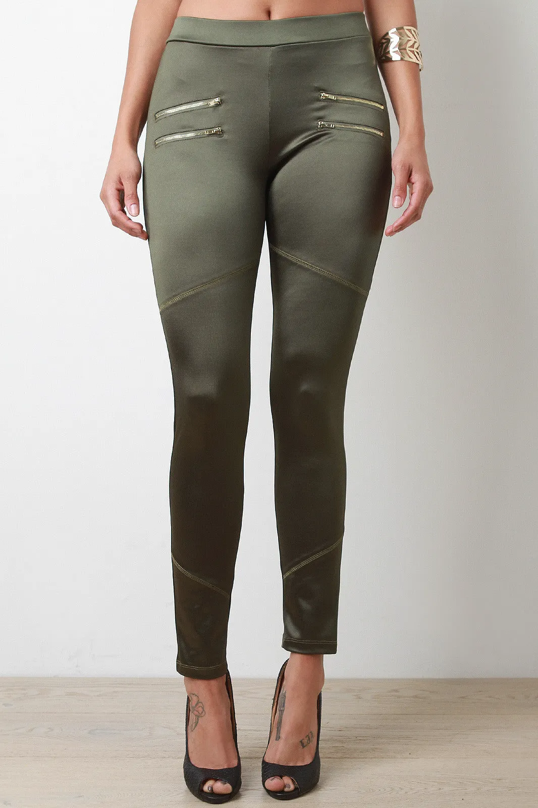 Athleisure Zipper Fitted Leggings