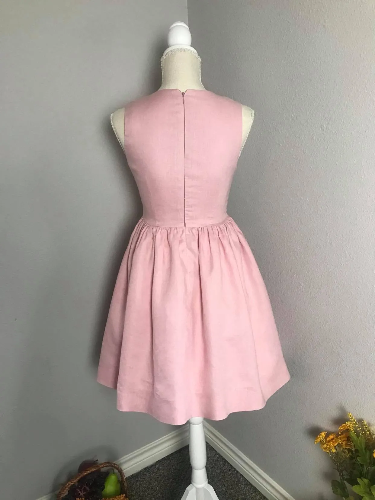 Audrey Dress in Powder Pink linen