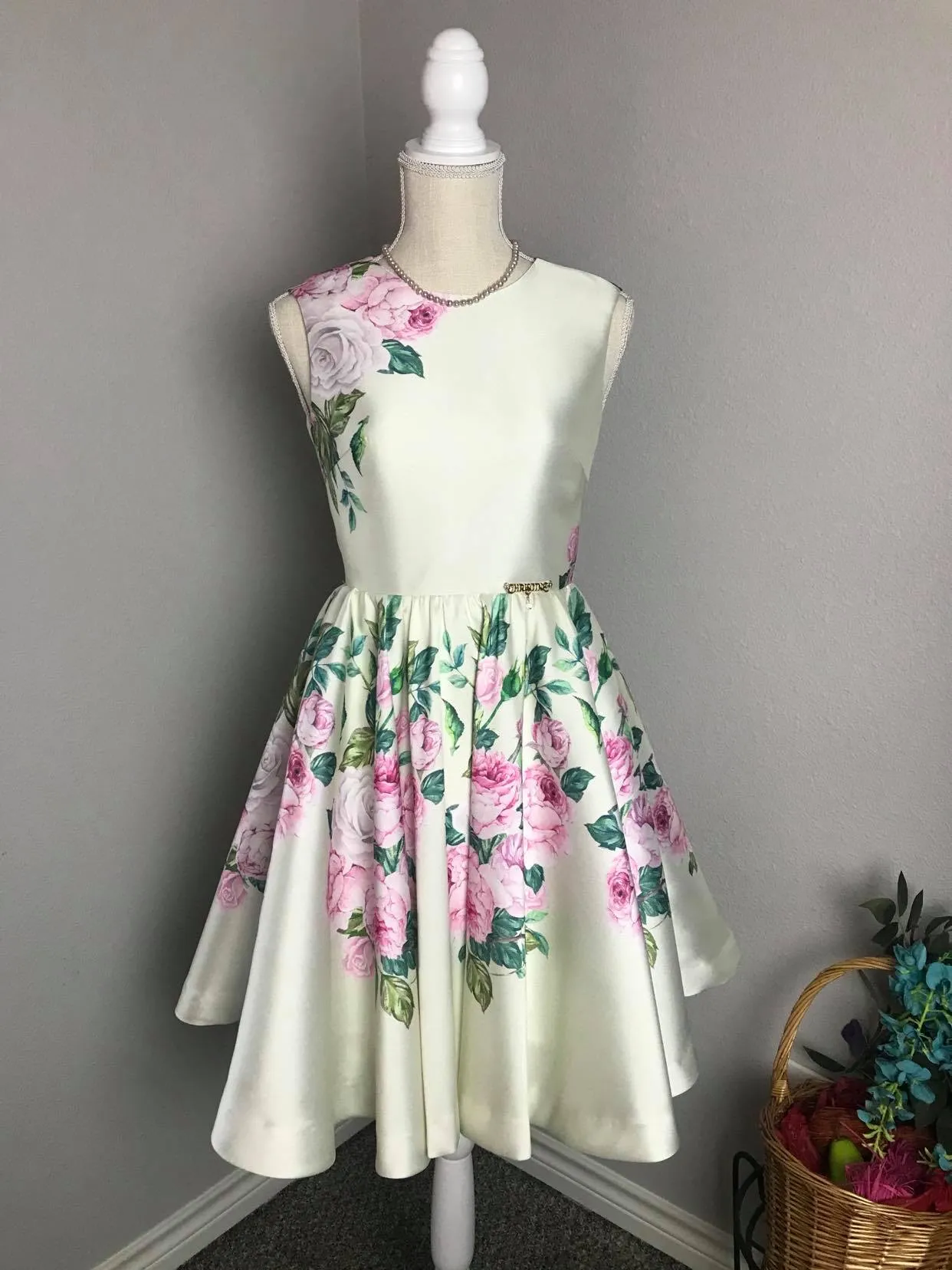 Audrey Dress in Rose Bloom Taffeta