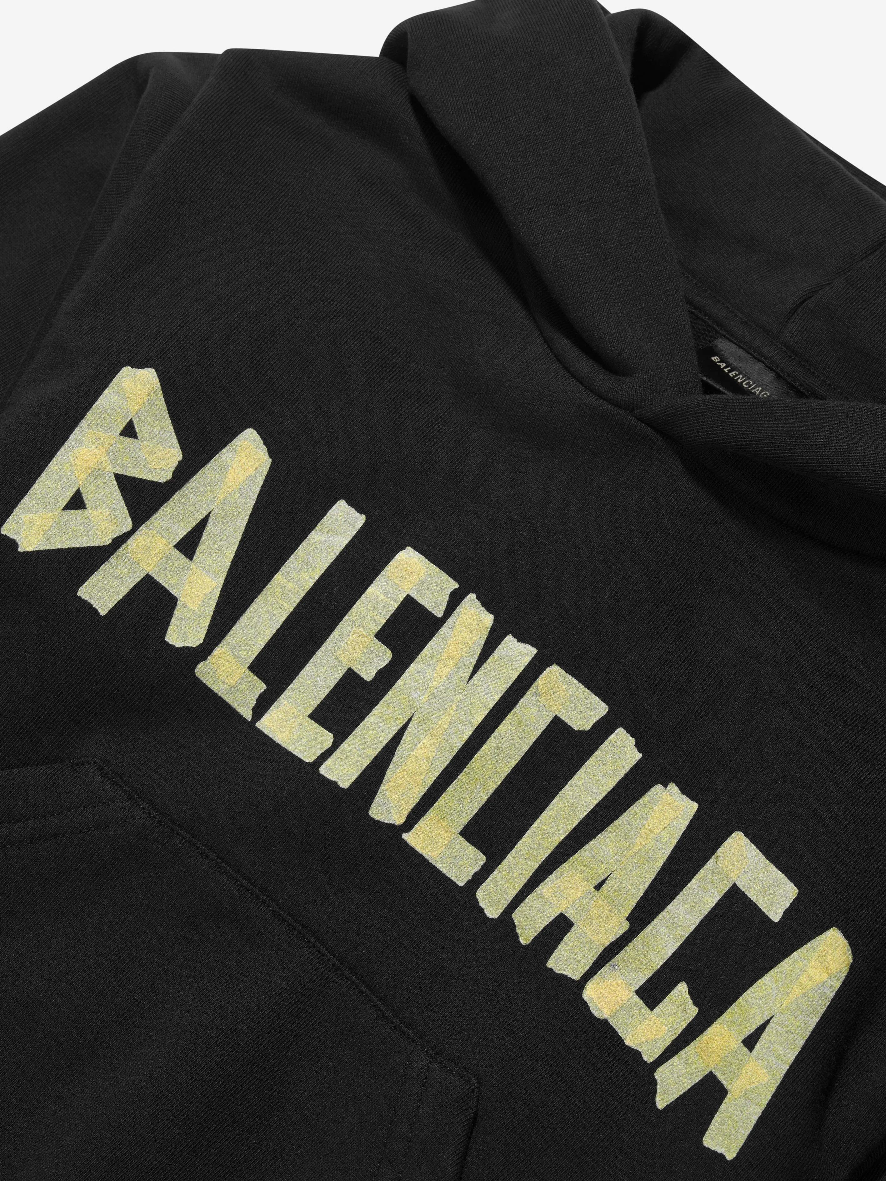 Balenciaga Kids Logo Hoodie in Black