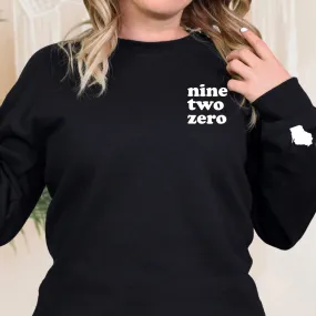 Black Custom Area Code Crewneck Sweatshirt - 3D Puff Lettering