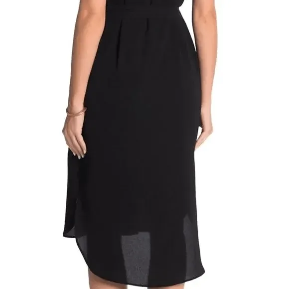 Black Sleeveless Button Down Midi Dress