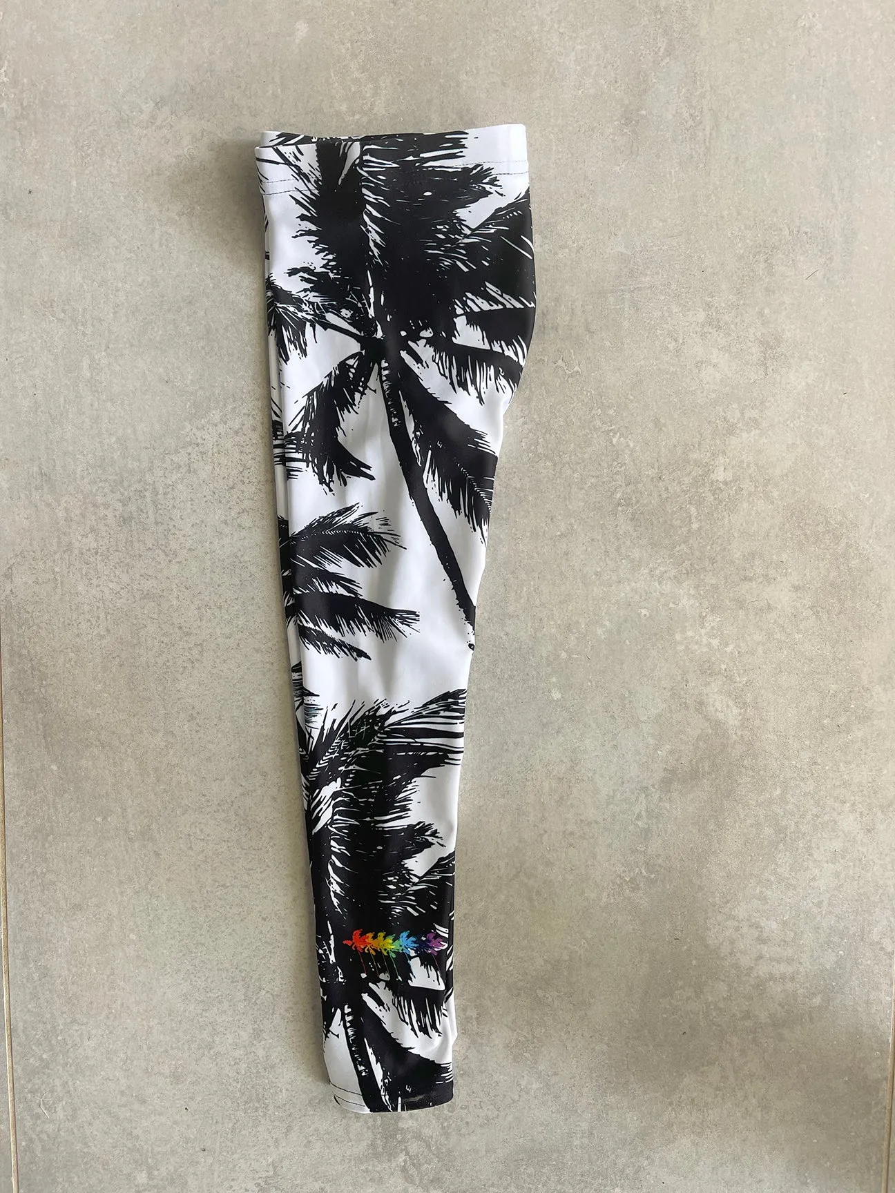 Black   White Palm Tree Girls Leggings