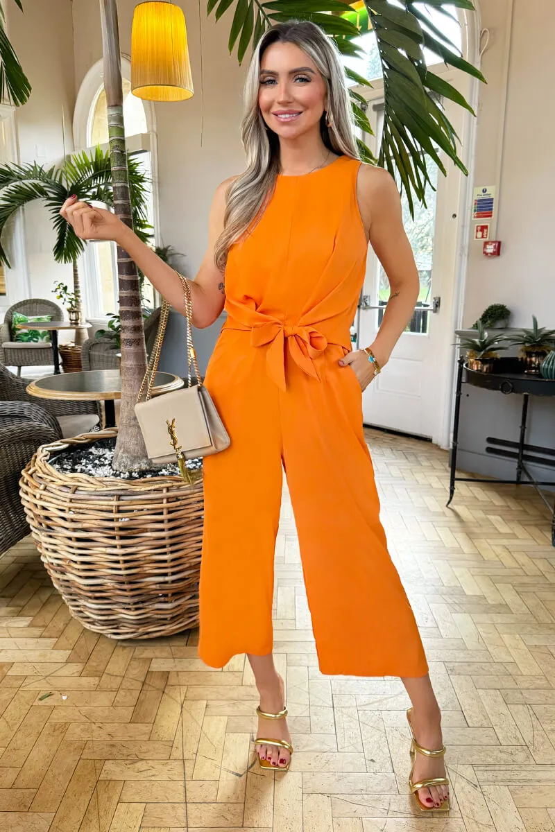 Blood Orange Sleeveless Knot Front Jumpsuit