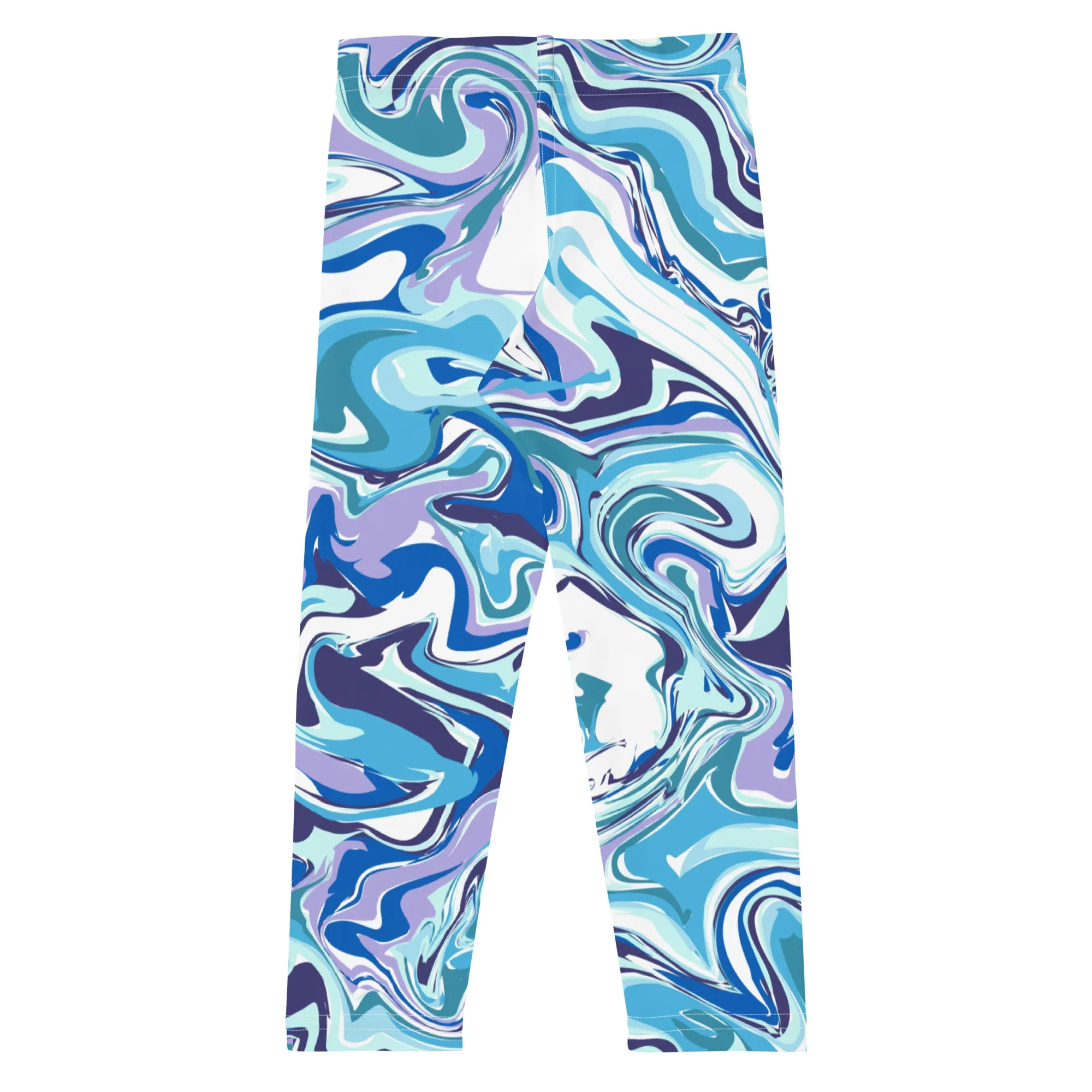 Blue Abstract Kid's Leggings, Abstract Cute Premium Bestselling Kid's Leggings- Made in USA/EU