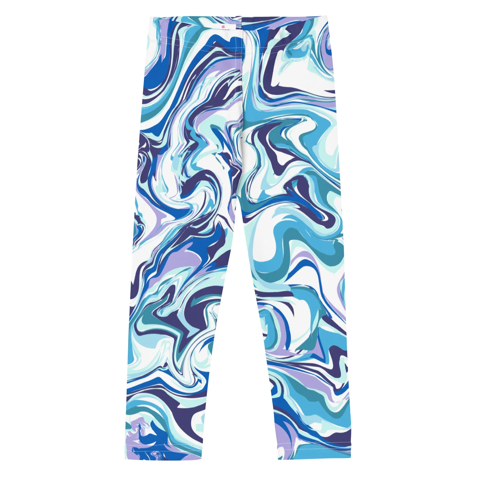 Blue Abstract Kid's Leggings, Abstract Cute Premium Bestselling Kid's Leggings- Made in USA/EU