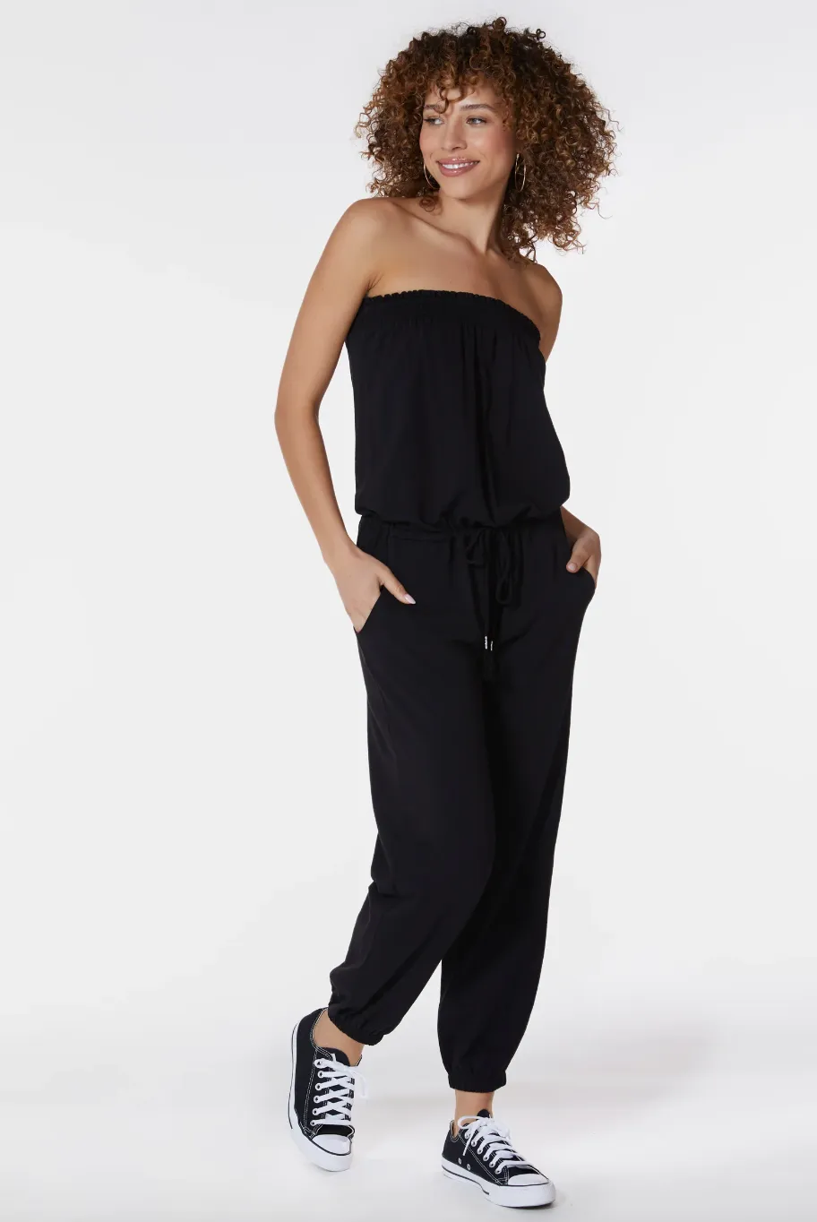 Bobi Strapless Jumpsuit-Black