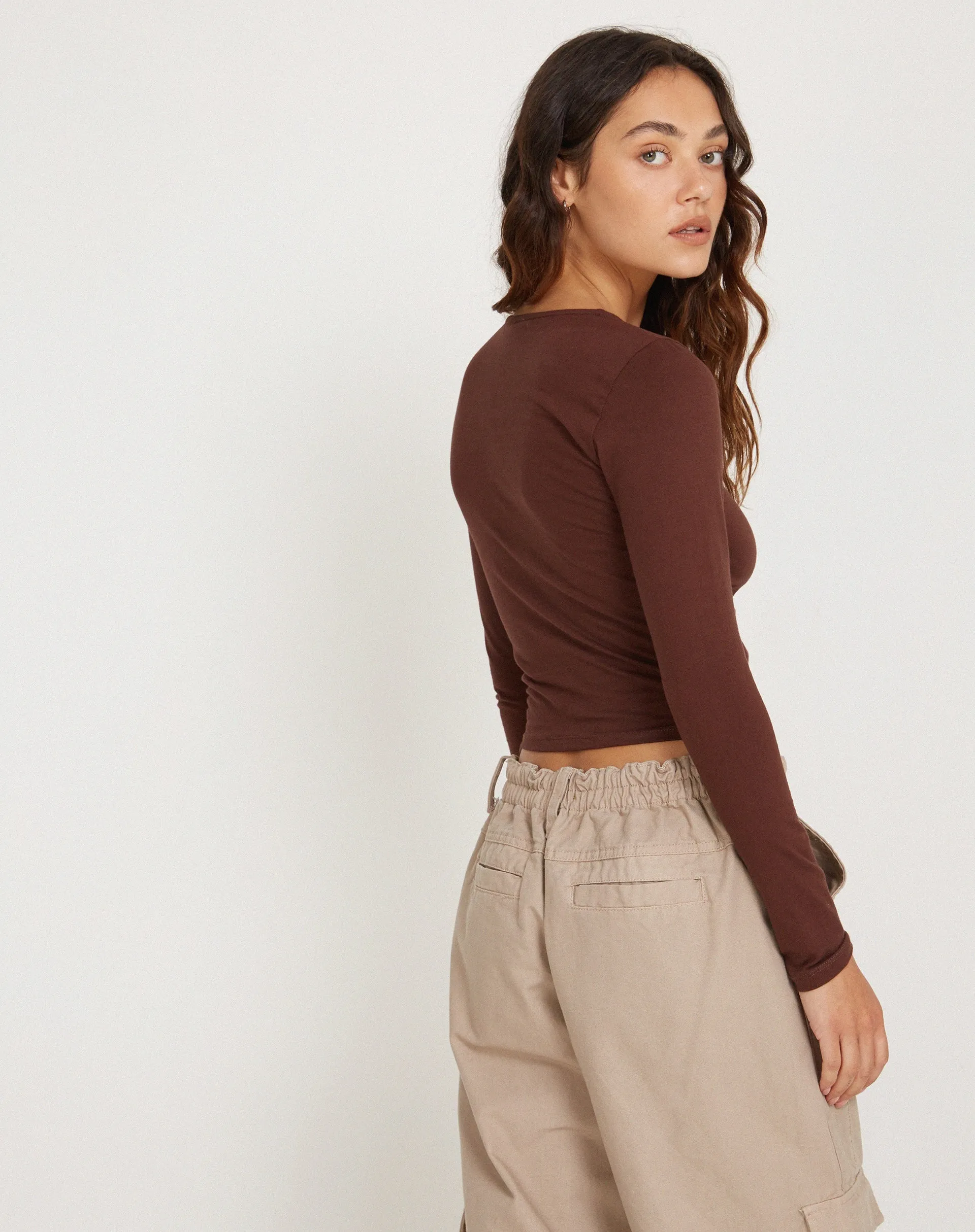 Bonja Long Sleeve Top in Seal Brown