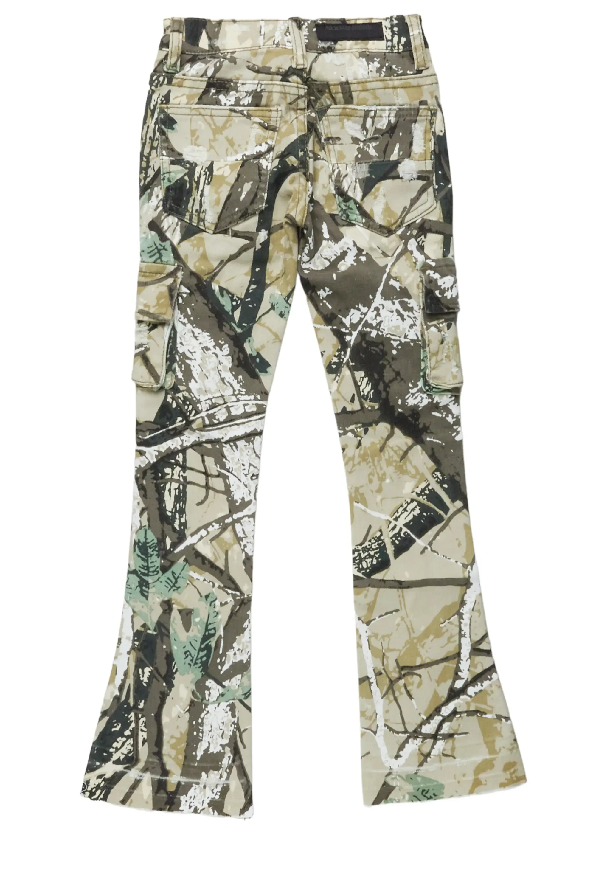 Boys Zaire Tree Camo Cargo Super Stacked Flare Jean