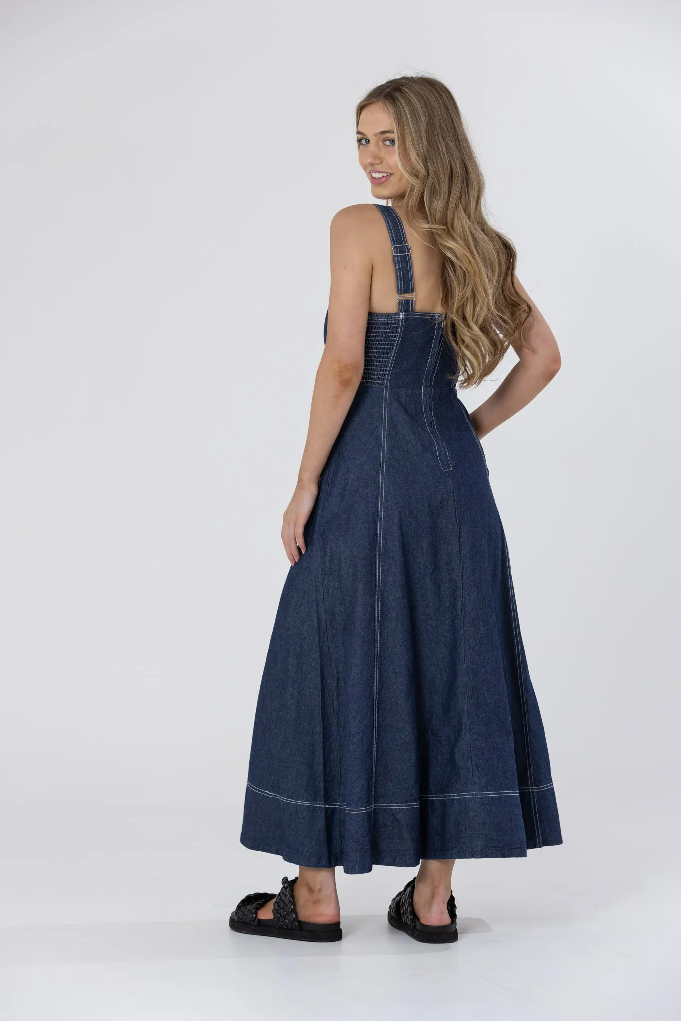 BRITNEY MIDI DRESS - Dark Denim