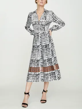 BROCHU WALKER - Laua Pleated Dress Houndstooth