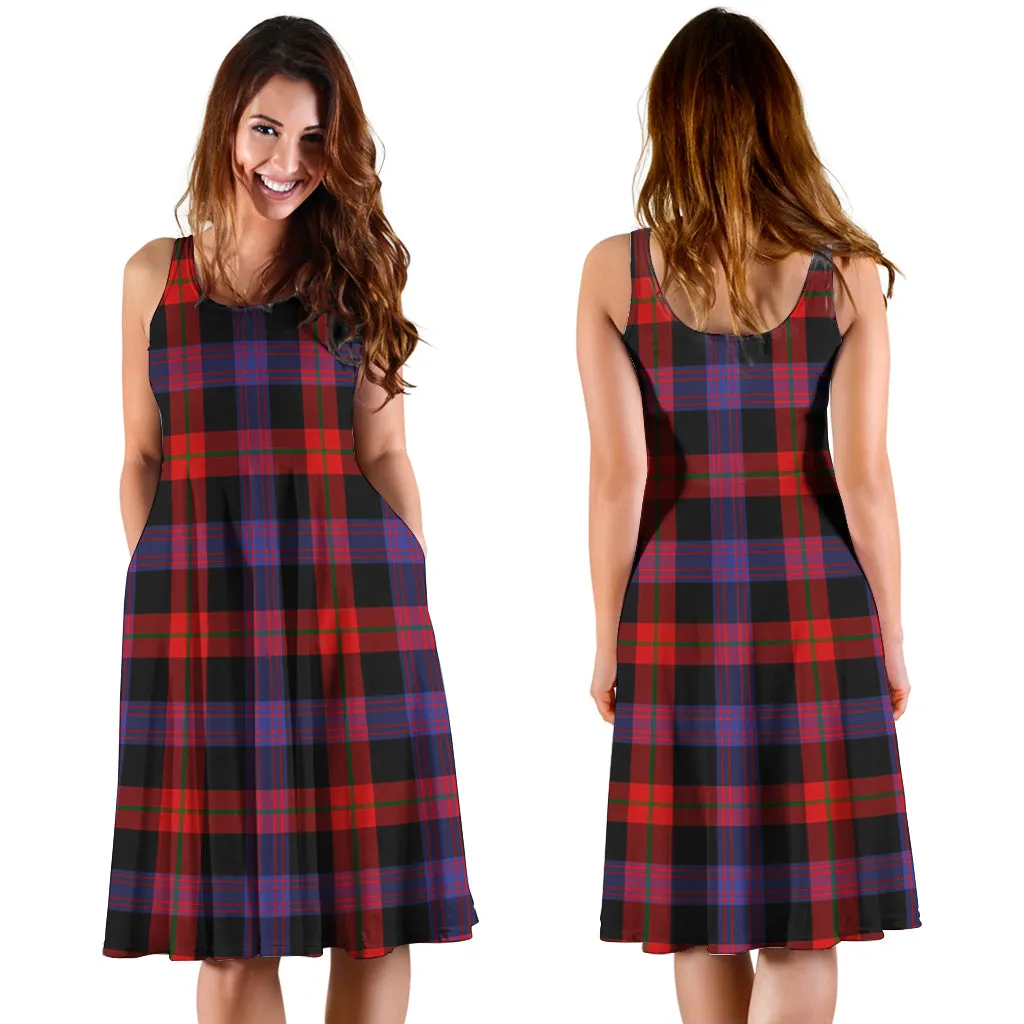 Broun Modern Tartan Sleeveless Midi Womens Dress