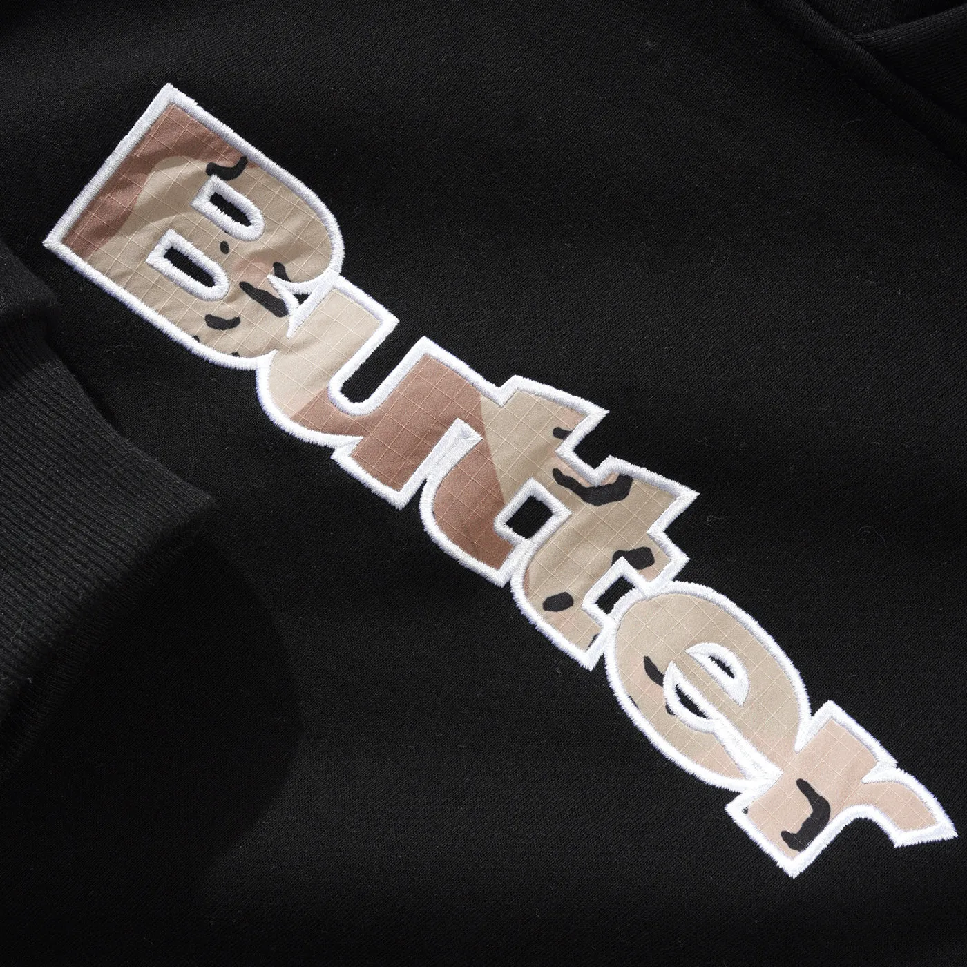 Butter Goods Camo Appliqué Pullover Hoodie - Black