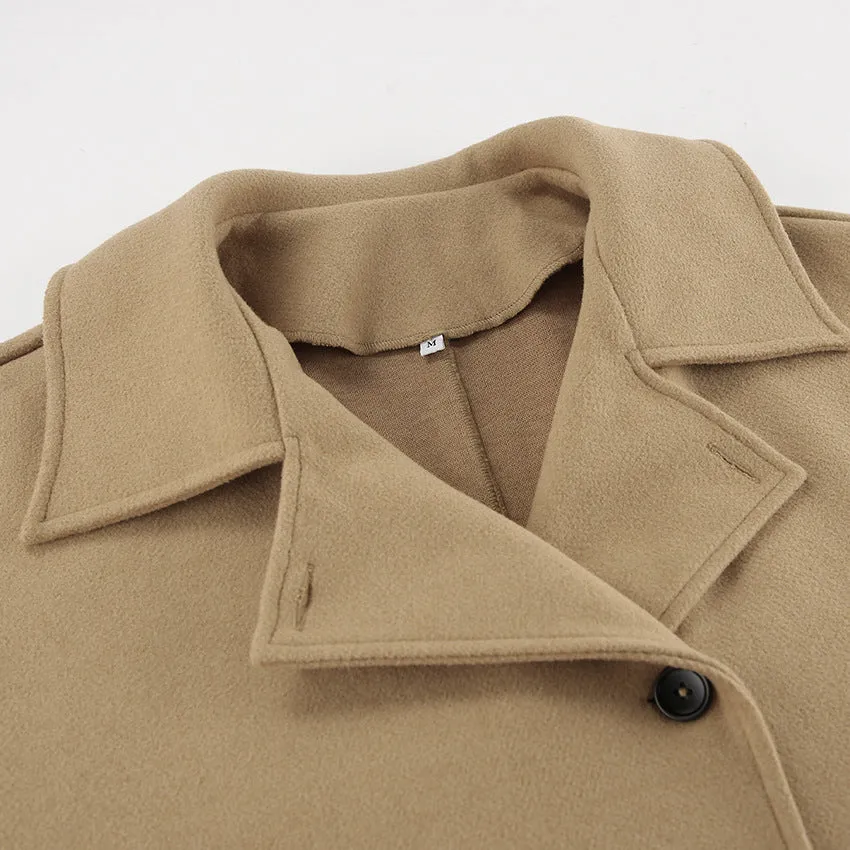 Camel wool coat womens Oversized short coat