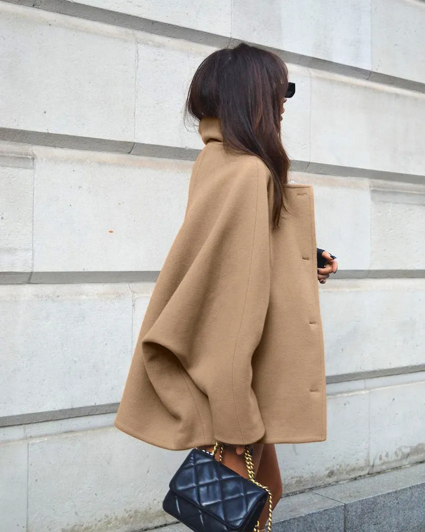 Camel wool coat womens Oversized short coat