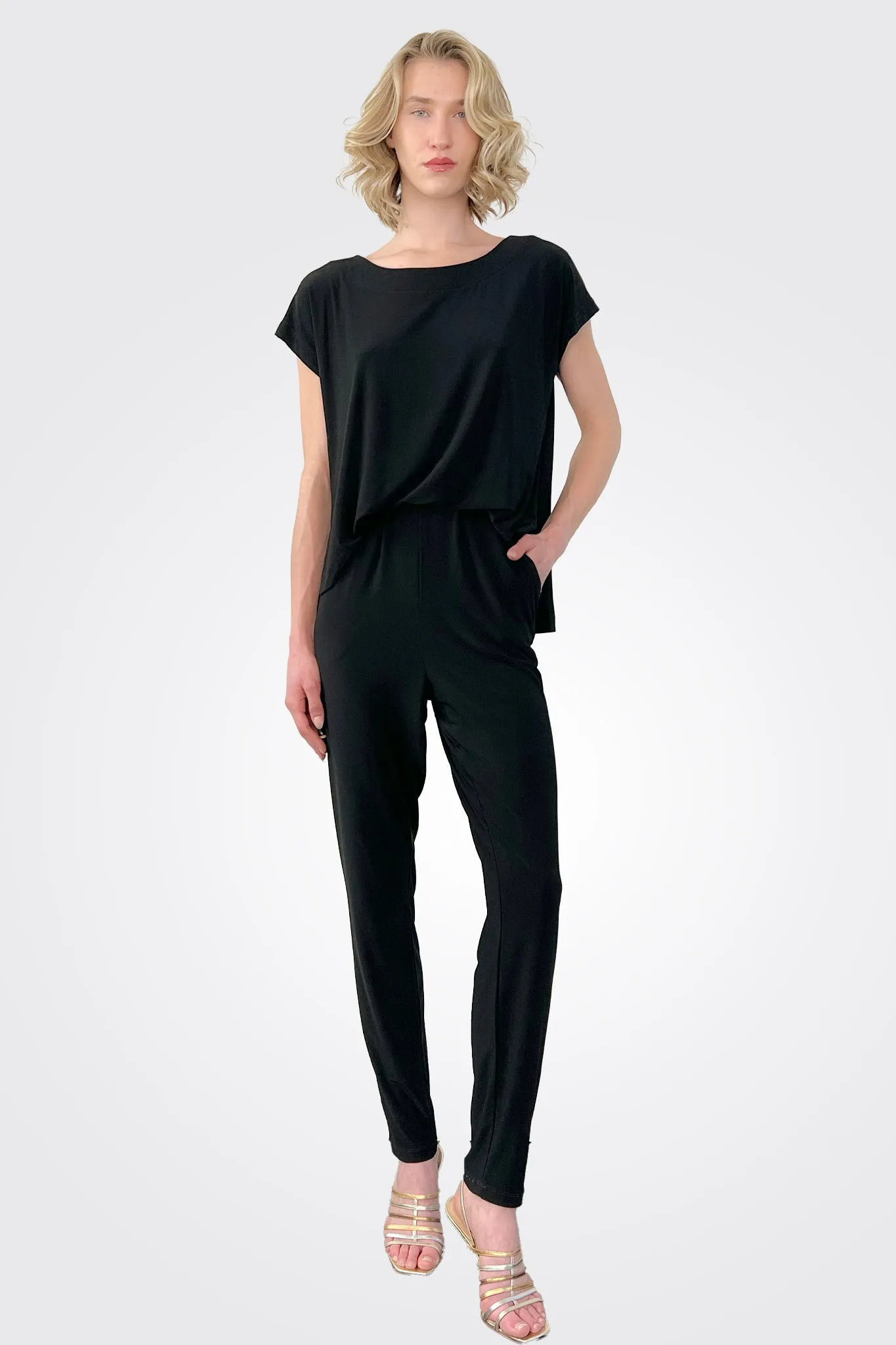 Cap Sleeve Jumpsuit - Black