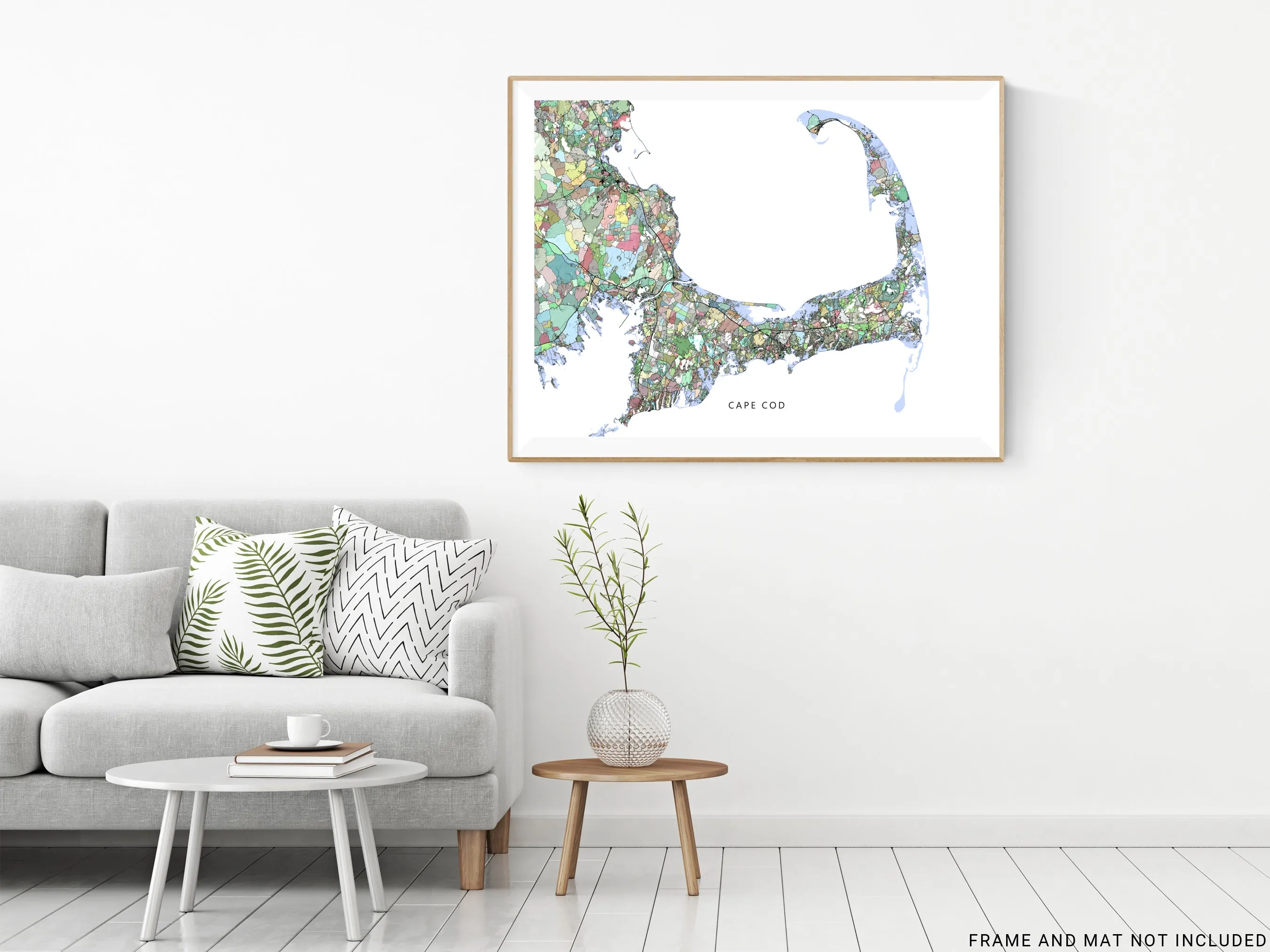 Cape Cod Map Wall Art Print Poster, Colorful Geometric Design, Massachusetts USA