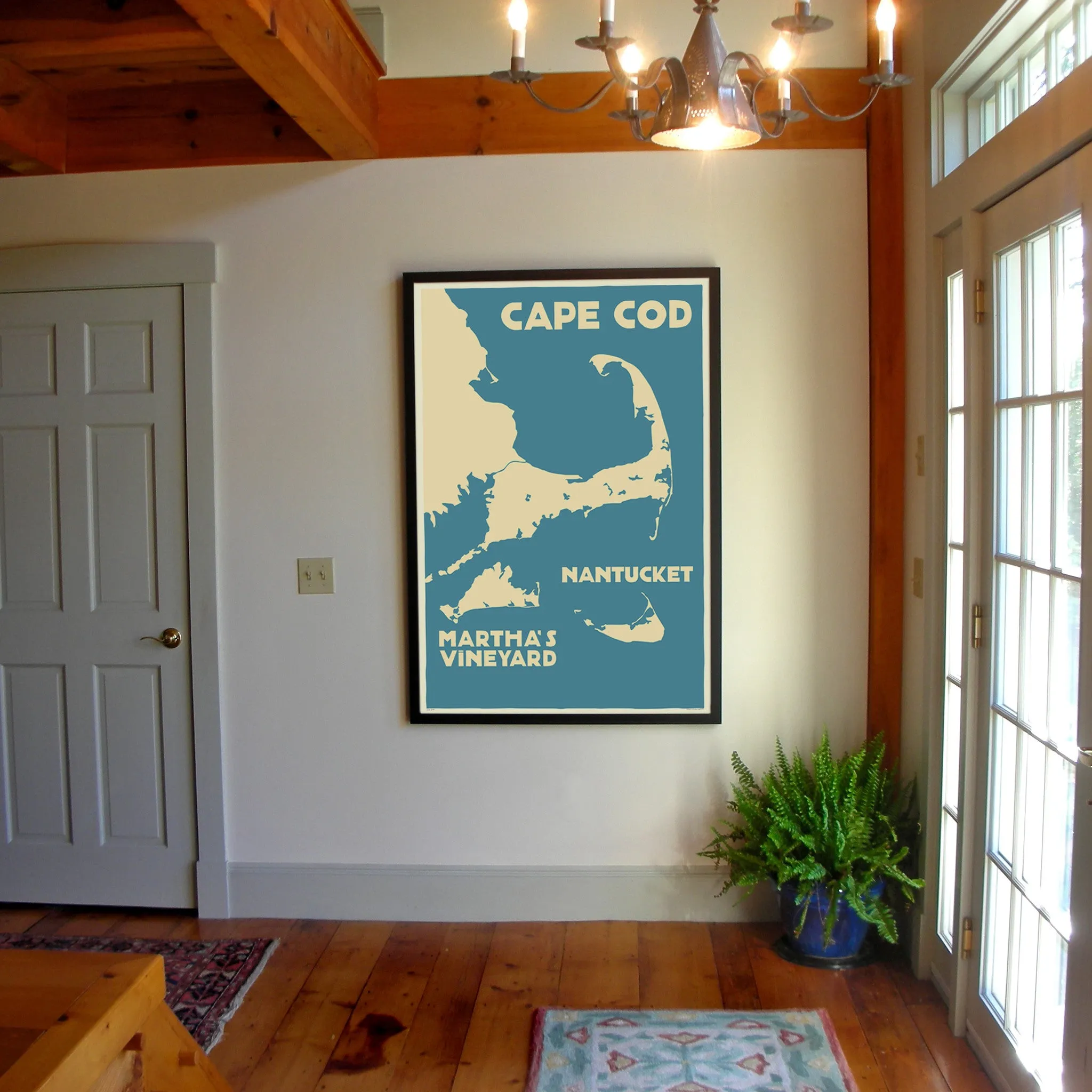 Cape Cod, Martha's Vineyard, Nantucket Map Art Print 36" x 53" Framed Travel Poster By Alan Claude - Massachusetts