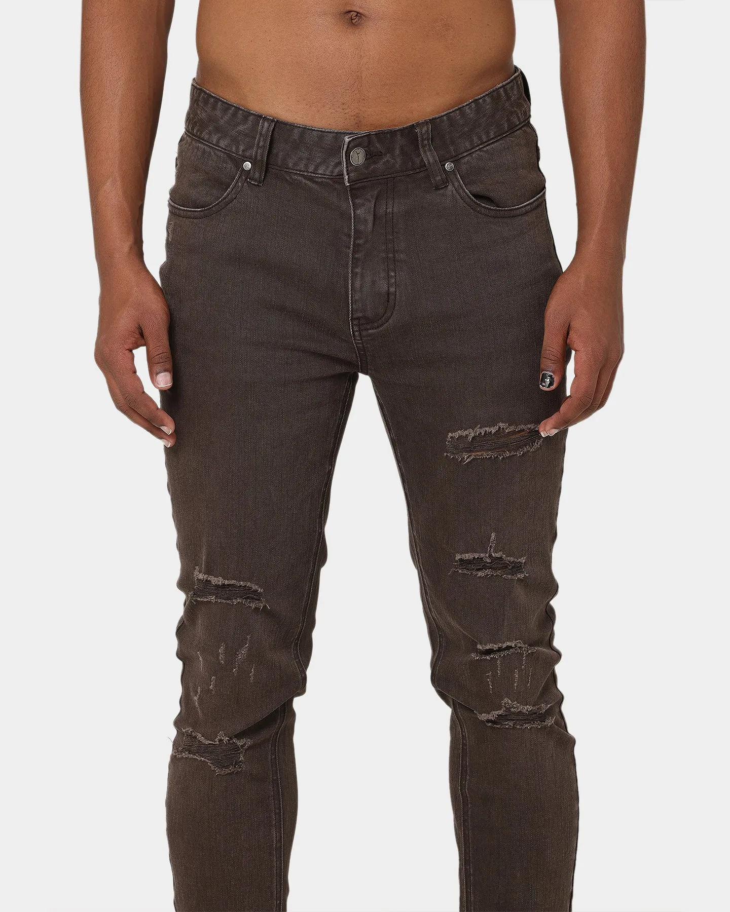 Carré Rugueux Distressed Skinny Jeans Taupe/Dark Taupe