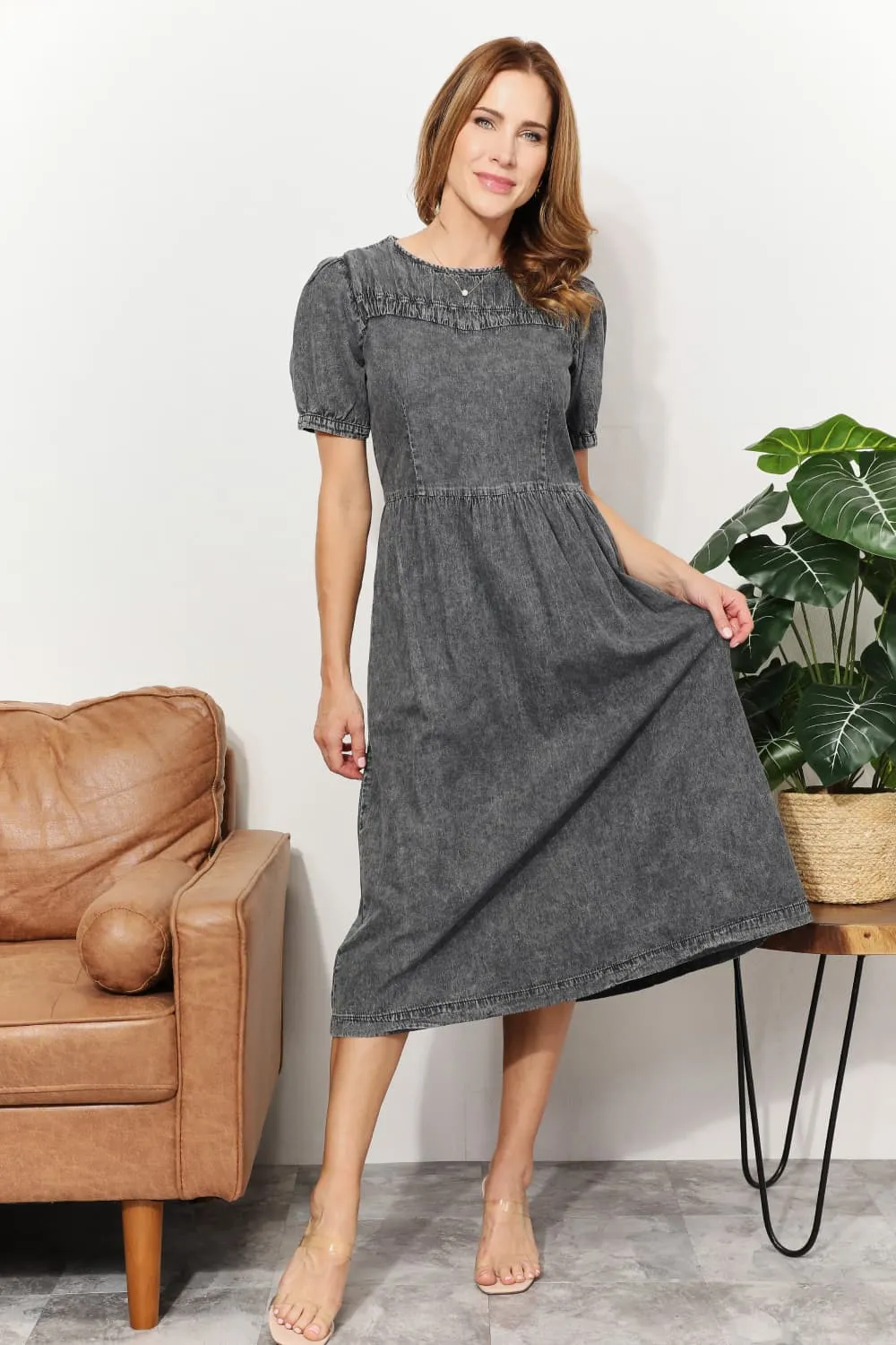 Casual Chic Chambray Midi Dress