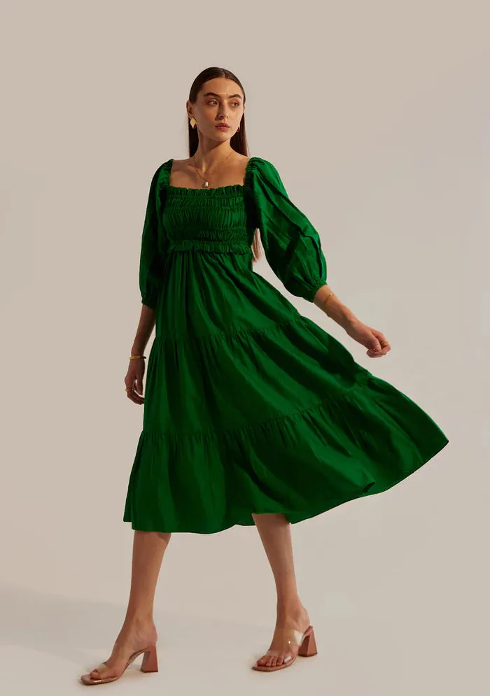 Casual Comfortable Midi Puff sleeves Dress