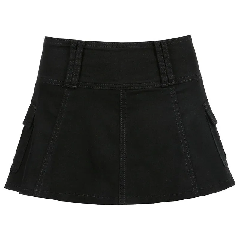 Casual Zipper Fly Short Denim Skirt Summer Low Waist Mini Jeans Skirt