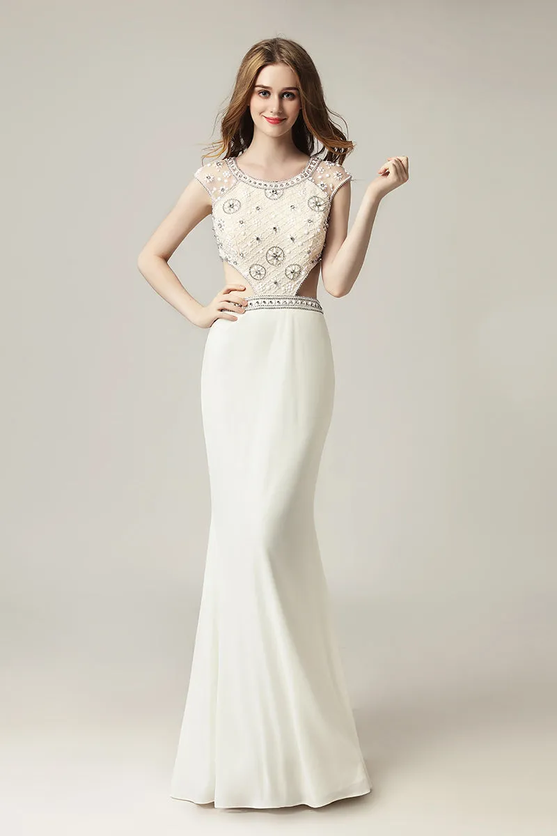 Charming Cap Sleeves Elegant Long Evening Prom Dress