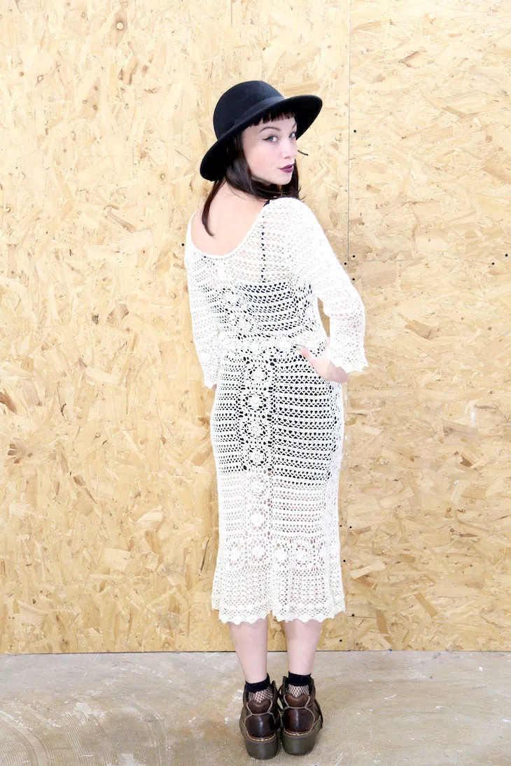 Cream Crochet Midi Dress